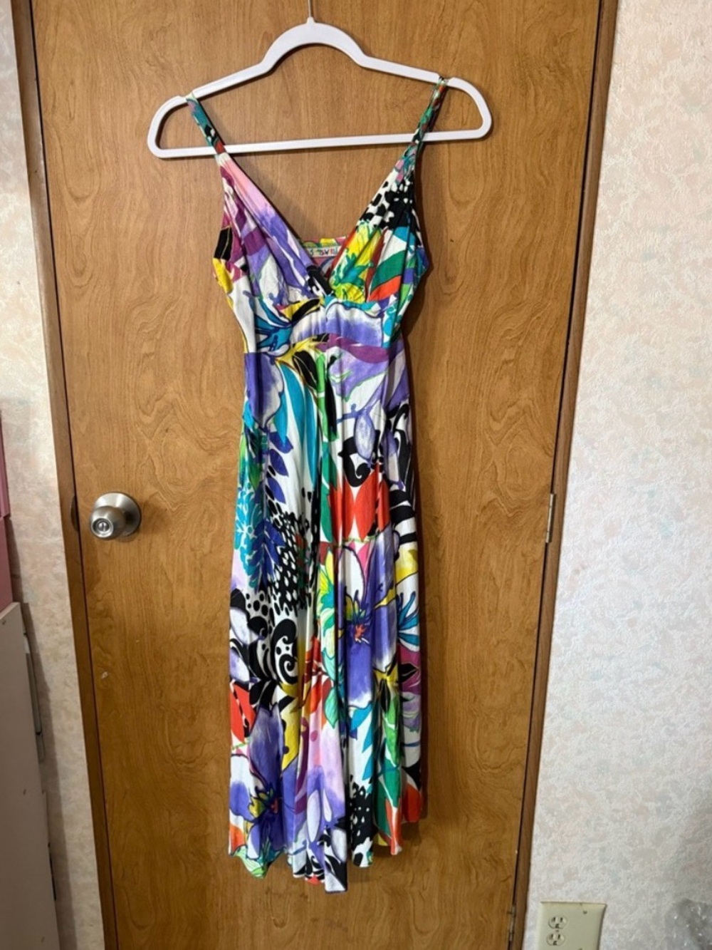 Vibrant Floral Multicolor Spaghetti-Strap Dress